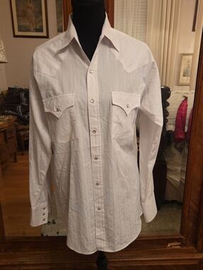 Men's White Western Pearl Snap